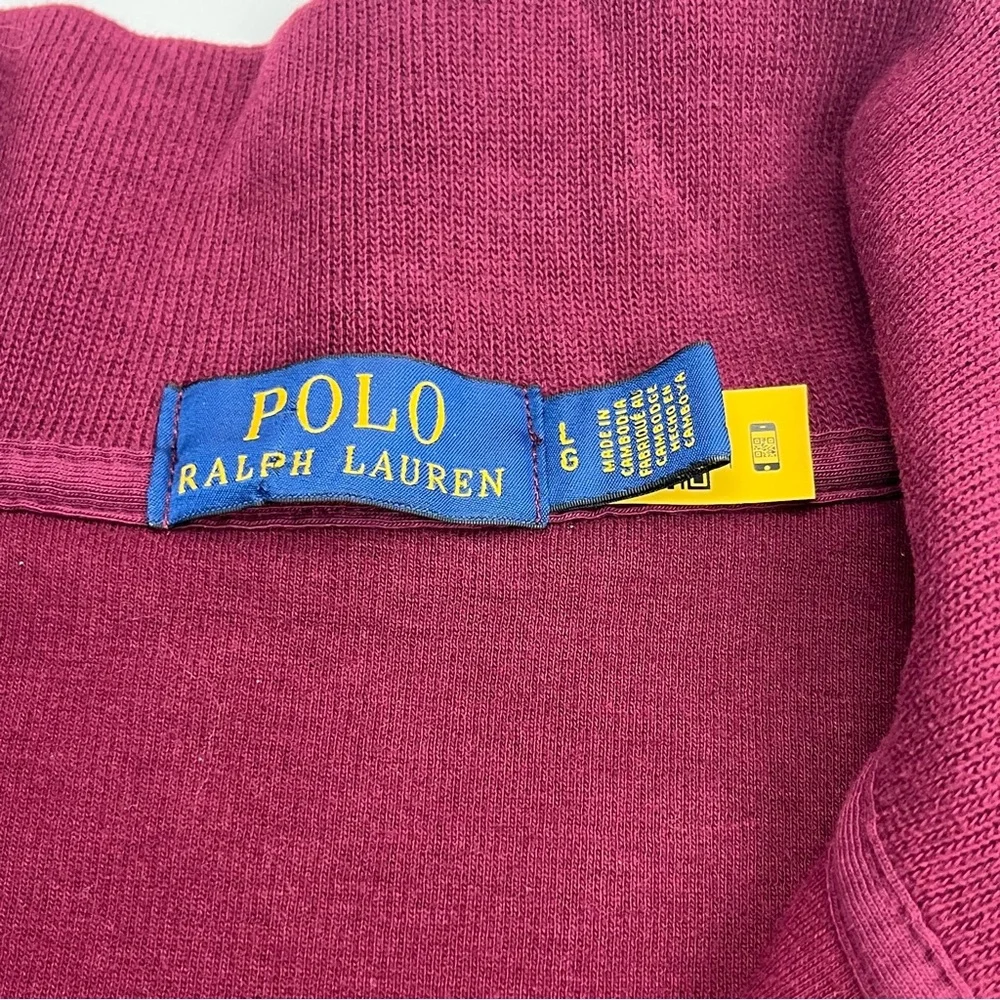 Polo Ralph Lauren Burgundy Maroon Quarter Zip‎ Pullover Mens Size Large Cotton